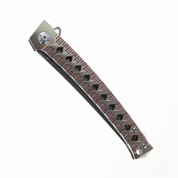 Defcon JK Series Folding Knife Damascus/Gold Titanium Handle 10Cr15CoMov Plain Edge TF4406