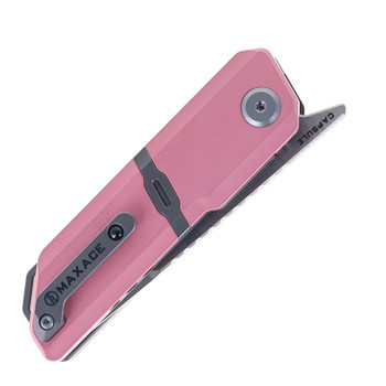 Maxace Capsule Pocket Knife Cerakote Pink/Black Titanium Handle Magnacut Blade MM29-1-B