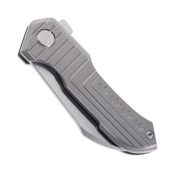 Two Sun Folding Knife Gray Titanium Handle M390 Drop Point Plain Edge TS361-M390