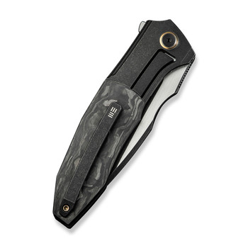 WE Archeozoic Folding Knife Black Titanium/Shedded Carbon Fiber Handle M390 Black/Satin Blade WE23091-1