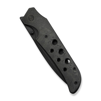 WE Guthrie Folding Knife Black Titanium/Rose Carbon Fiber  Handle 20CV Plain Edge Black Stonewash Finish WE23072B-1