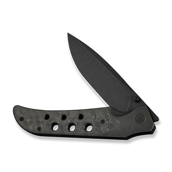 WE Guthrie Folding Knife Black Titanium/Rose Carbon Fiber  Handle 20CV Plain Edge Black Stonewash Finish WE23072B-1