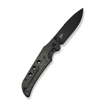 WE Guthrie Folding Knife Black Titanium/Rose Carbon Fiber  Handle 20CV Plain Edge Black Stonewash Finish WE23072B-1