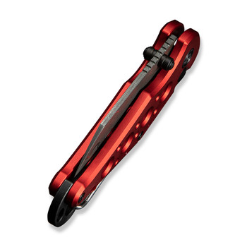 Civivi Pragma Folding Knife Red Aluminum Handle Damascus Plain Edge C23062B-DS1