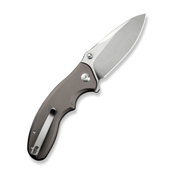 Sencut Cybrix Folding Knife Gray Aluminum Handle 9Cr18MoV Plain Edge Satin Finish S23098A-2