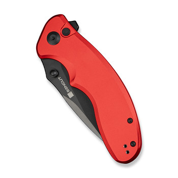 Sencut Cybrix Folding Knife Red Aluminum Handle 9Cr18MoV Plain Black Blade S23098A-3