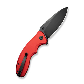 Sencut Cybrix Folding Knife Red Aluminum Handle 9Cr18MoV Plain Black Blade S23098A-3