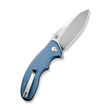 Sencut Cybrix Folding Knife Blue Aluminum Handle 9Cr18MoV Plain Edge Satin Finish S23098A-4