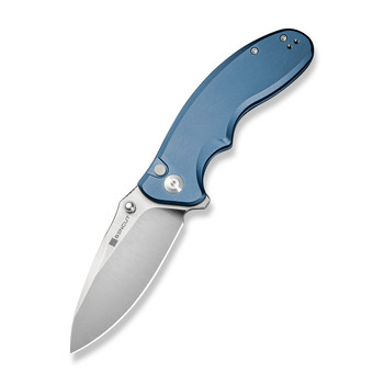 Sencut Cybrix Folding Knife Blue Aluminum Handle 9Cr18MoV Plain Edge Satin Finish S23098A-4