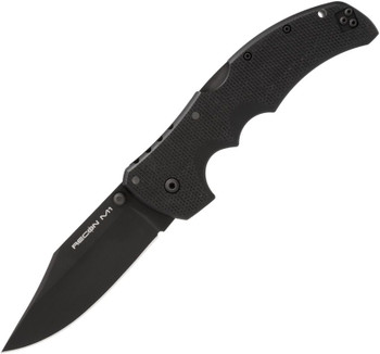 Cold Steel Recon 1 Tri-Ad Lock Folding Knife Black Handle Magnacut Clip Point Plain Edge Black Stonewash Finish 27TMC
