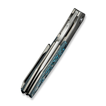 WE Archeozoic Folding Knife Polished Bead Blast/Arctic Storm Fat Carbon Fiber Handle M390 Plain Edge Polished Bead Blast Finish WE23091-4