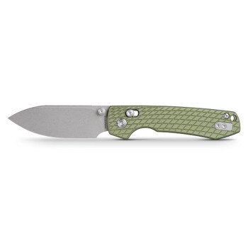 Vosteed Raccoon Folding Knife Green Aluminum Handle Nitro-V Drop Point Plain Edge Stonewash Finish A0514