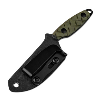 Kizer Muskrat Fixed Blade Knife Green G10 Handle D2 Clip Point Plain Black Blade 1064A1