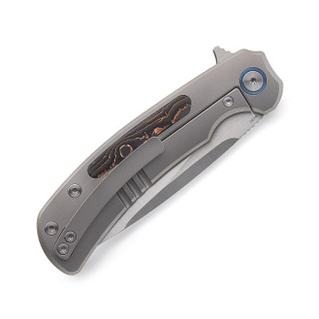 Miguron Ramto Folding Knife Titanium/Bronze Carbon Fiber Handle M390 Plain Edge Satin Finish MGR-619CBN