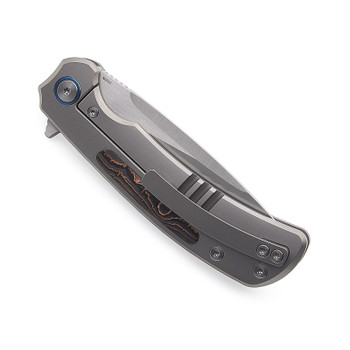 Miguron Ramto Folding Knife Titanium/Bronze Carbon Fiber Handle M390 Plain Edge Satin Finish MGR-619CBN