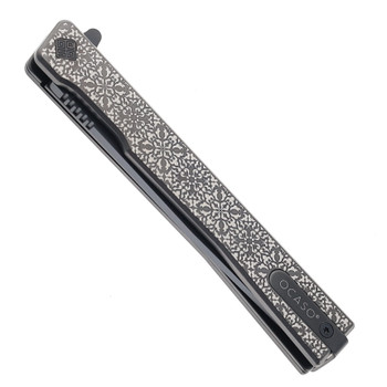 Ocaso Solstice Folding Knife Titanium Satin Black Engraved Fleur-DE-LIS Pattern Handle S35VN Plain Edge 10EFB Ocaso Solstice Folding Knife Titanium Satin Black Engraved Fleur-DE-LIS Pattern Handle S35VN Plain Edge 10EFB