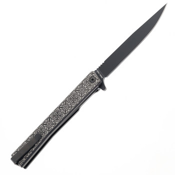 Ocaso Solstice Folding Knife Titanium Satin Black Engraved Fleur-DE-LIS Pattern Handle S35VN Plain Edge 10EFB Ocaso Solstice Folding Knife Titanium Satin Black Engraved Fleur-DE-LIS Pattern Handle S35VN Plain Edge 10EFB