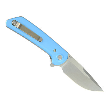 Reate PL-XF Folding Knife Blue Aluminum Handle Nitro-V Plain Satin Blade