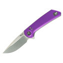 Reate PL-XF Folding Knife Purple Aluminum Handle Nitro-V Plain Stonewashed Blade