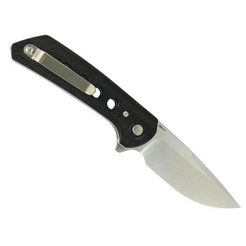 Reate PL-XF Folding Knife Black Micarta Handle Plain Stonewashed Blade