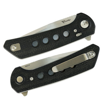 Reate PL-XF Folding Knife Black Micarta Handle Plain Stonewashed Blade