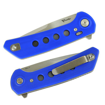 Reate PL-XF Folding Knife Blue G10 Handle Nitro-V Plain Stonewashed Blade