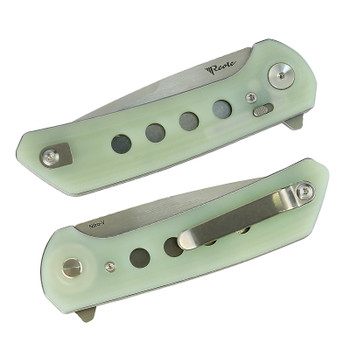 Reate PL-XF Folding Knife Jade G10 Handle Nitro-V Plain Stonewashed Blade