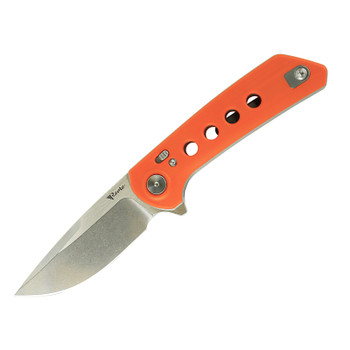 Reate PL-XF Folding Knife Orange G10 Handle Plain Stonewashed Blade