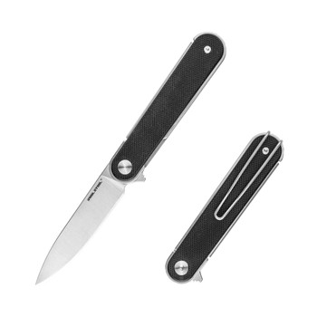 Real Steel Iris Flipper Folding Knife Black G10 Handle Satin 12C27 Blade 8061AB Real Steel Iris Flipper Folding Knife Black G10 Handle Satin 12C27 Blade 8061AB