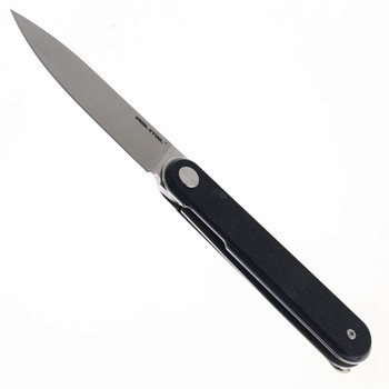 Real Steel Iris Front Flipper Folding Knife Black G10 Handle Satin 12C27 Blade 8061BB