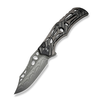 Civivi Biophase Folding Knife Gray Aluminum/Carbon Fiber/Black G10 Handle Damascus Plain Edge C23083C-DS1