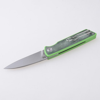 Discontinued Shieldon Stinger Folding Knife Black Green Micarta/G10 Handle 14C28N Plain Edge Stonewash Finish MW01A Discontinued Shieldon Stinger Folding Knife Black Green Micarta/G10 Handle 14C28N Plain Edge Stonewash Finish MW01A
