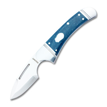 RoseCraft Blades Zambezi Folding Knife Blue Micarta Handle D2 Plain Edge RCT002-BM
