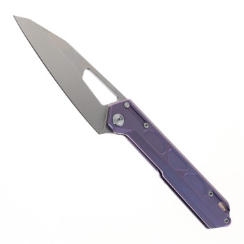 NOC Folding Knife Blue Titanium Handle VG-10 Plain Edge Satin Finish STEDT03BLU