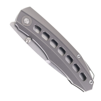 TwoSun Folding Knife Gray Titanium Handle 14C28N Plain Edge TS479-14C-TI