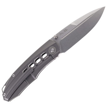 TwoSun Folding Knife Gray Titanium Handle 14C28N Plain Edge TS479-14C-TI