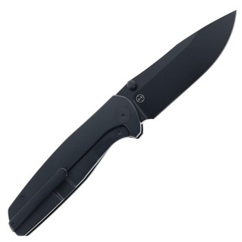 Vanguard Knives Esox 2 Folding Knife Black Titanium Handle M390/Timascus Clip Plain PVD Black Blade