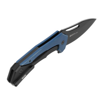 SOG Bulwark FL Folding Knife  Black/Blue Micarta Handle D2 Drop Point Plain Black Blade 14-24-01-57