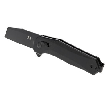 SOG Diverge XR Folding Knife Black Aluminum Handle Sheepsfoot Plain Black Blade 12-02-01-43