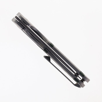 Kizer Mini Militaw Folding Knife Titanium & Jungle Wear FatCarbon Handle S45VN Plain Edge Ki3634SA2