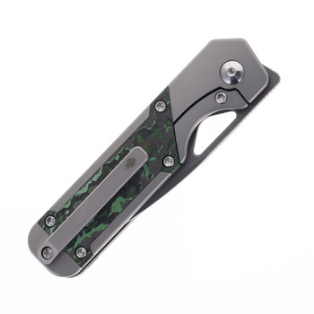 Kizer Mini Militaw Folding Knife Titanium & Jungle Wear FatCarbon Handle S45VN Plain Edge Ki3634SA2