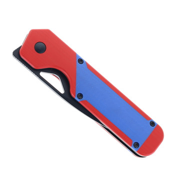 Kizer Militaw Folding Knife Blue/Red G10 Handle Nitro-V Plain Black Blade V3634A2