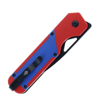 Kizer Militaw Folding Knife Blue/Red G10 Handle Nitro-V Plain Black Blade V3634A2