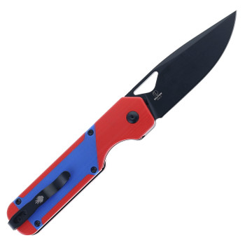 Kizer Militaw Folding Knife Blue/Red G10 Handle Nitro-V Plain Black Blade V3634A2