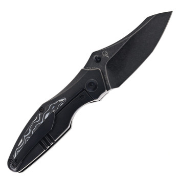 Kansept Baba Yaga Folding Knife Blackwash Titanium/Black/White Nebula Carbon Fiber Handle 20CV Plain Edge Blackwash Finish K1074A3