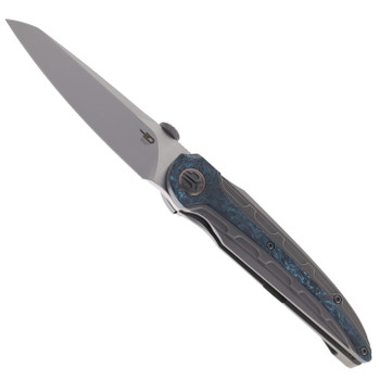 Bestech Prydwen Folding Knife Dark Beadblast Titanium Blue Marble Carbon Fiber Handle Magnacut Plain Edge Beadblast/Flat Satin Finish BT2409C Bestech Prydwen Folding Knife Dark Beadblast Titanium Blue Marble Carbon Fiber Handle Magnacut Plain Edge Beadblast/Flat Satin Finish BT2409C