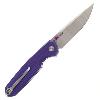 Bestechman Velix Button Lock Folding Knife Purple G10 Handle 14C28N Plain Edge Stonewash/Satin Finish BMK07C Bestechman Velix Button Lock Folding Knife Purple G10 Handle 14C28N Plain Edge Stonewash/Satin Finish BMK07C