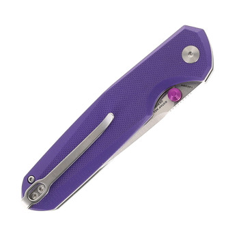 Bestechman Velix Button Lock Folding Knife Purple G10 Handle 14C28N Plain Edge Stonewash/Satin Finish BMK07C Bestechman Velix Button Lock Folding Knife Purple G10 Handle 14C28N Plain Edge Stonewash/Satin Finish BMK07C