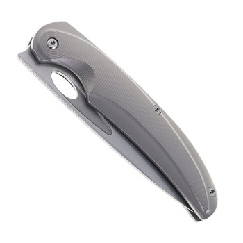 TwoSun Folding Knife Sandwashed Gray Titanium Handle 14C28N Plain Edge TS455