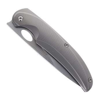 TwoSun Folding Knife Sandwashed Gray Titanium Handle 14C28N Plain Edge TS455